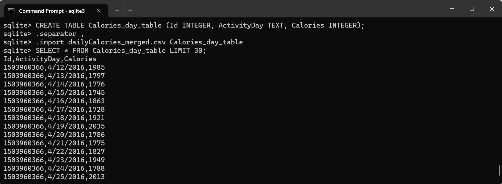 SQLite open CSV in database