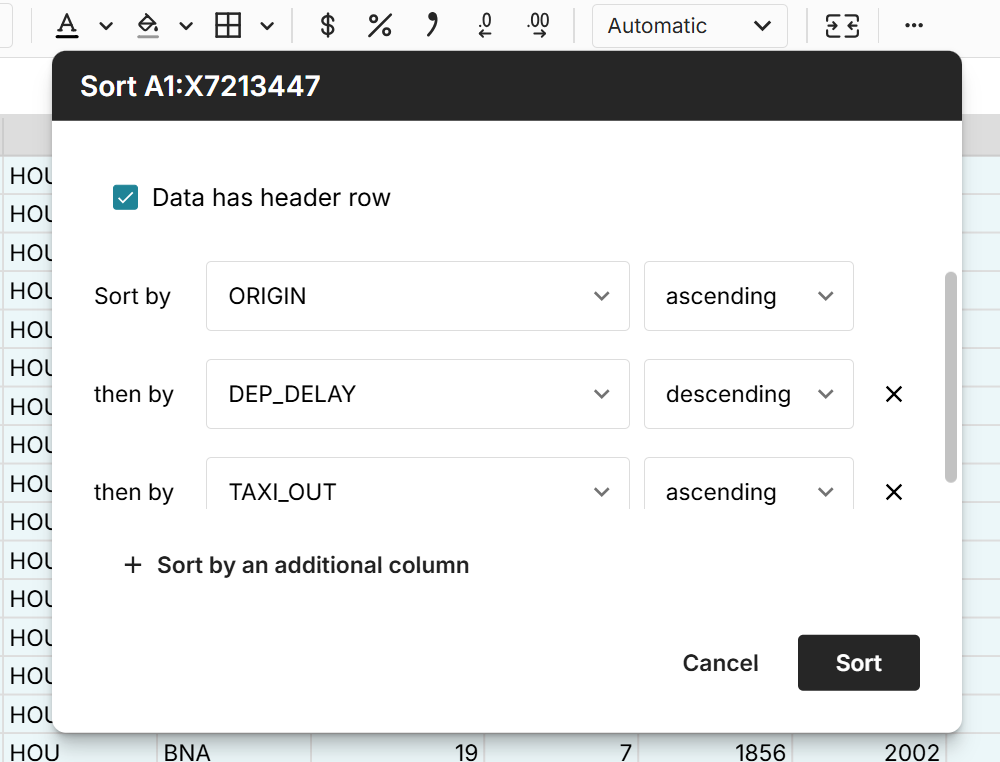 Advanced sort by multiple columns