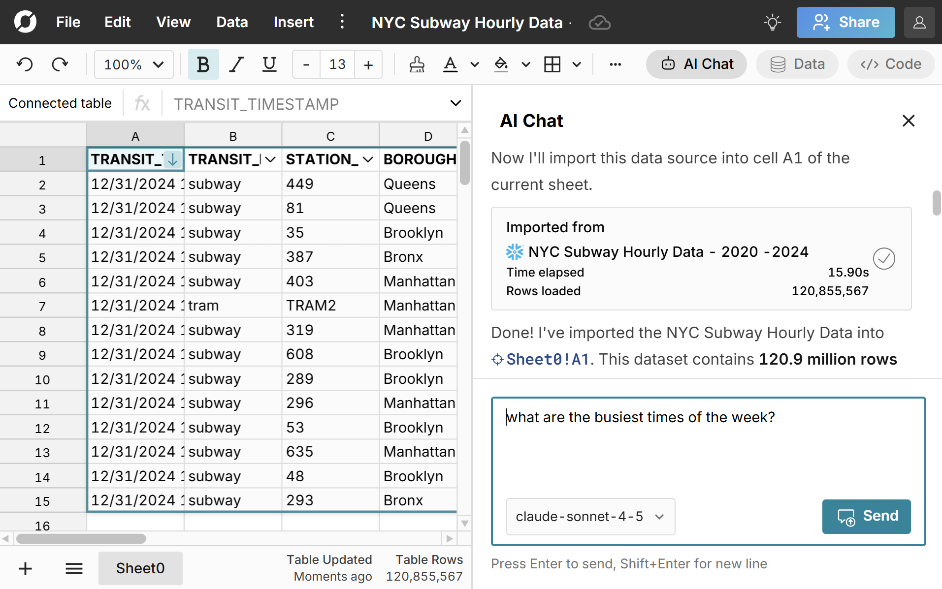 powerful and fast spreadsheet