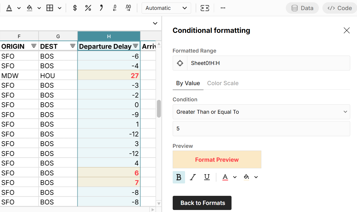 apply new conditional formatting rule