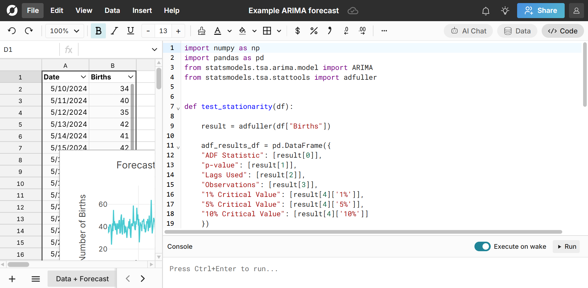 python spreadsheet example