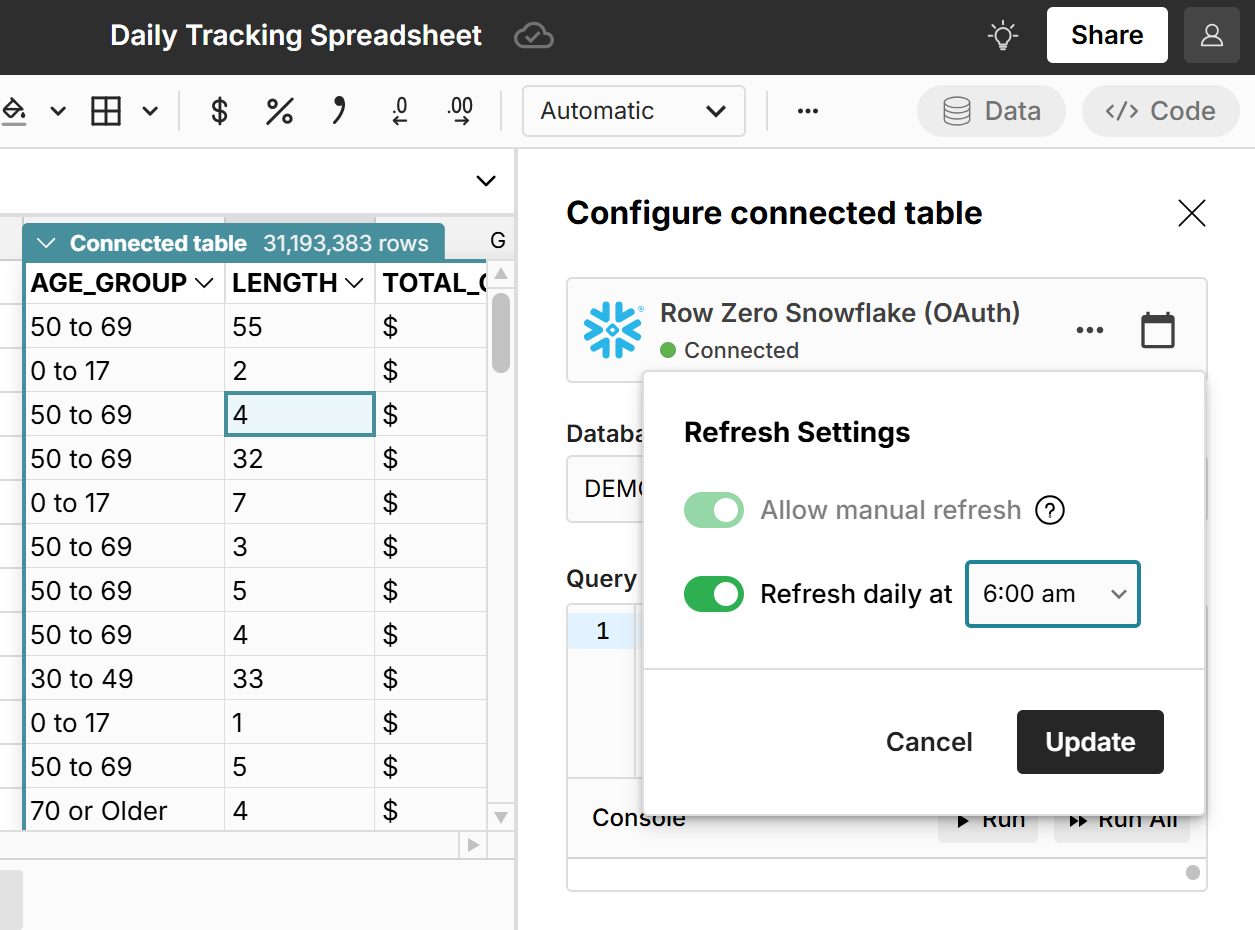 automatically update spreadsheets