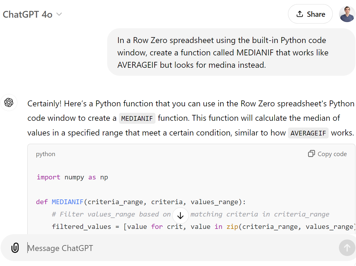 spreadsheet with python and chatgpt