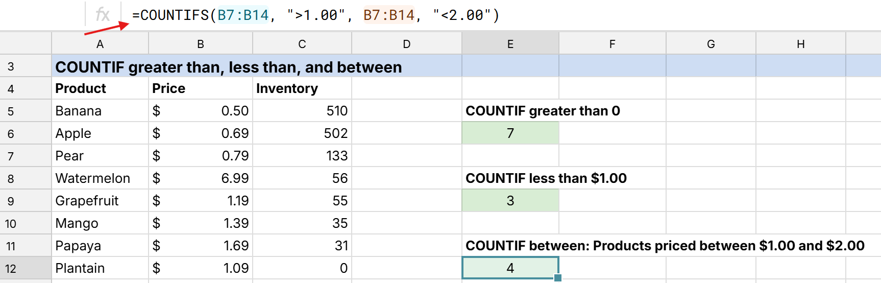 countif greater than 0