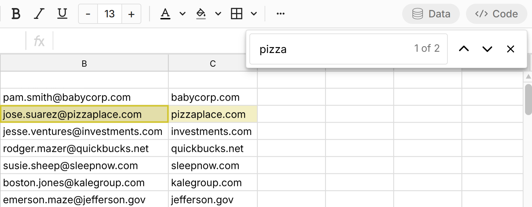 find specific values in spreadsheet with ctrl+f keyboard shortcut