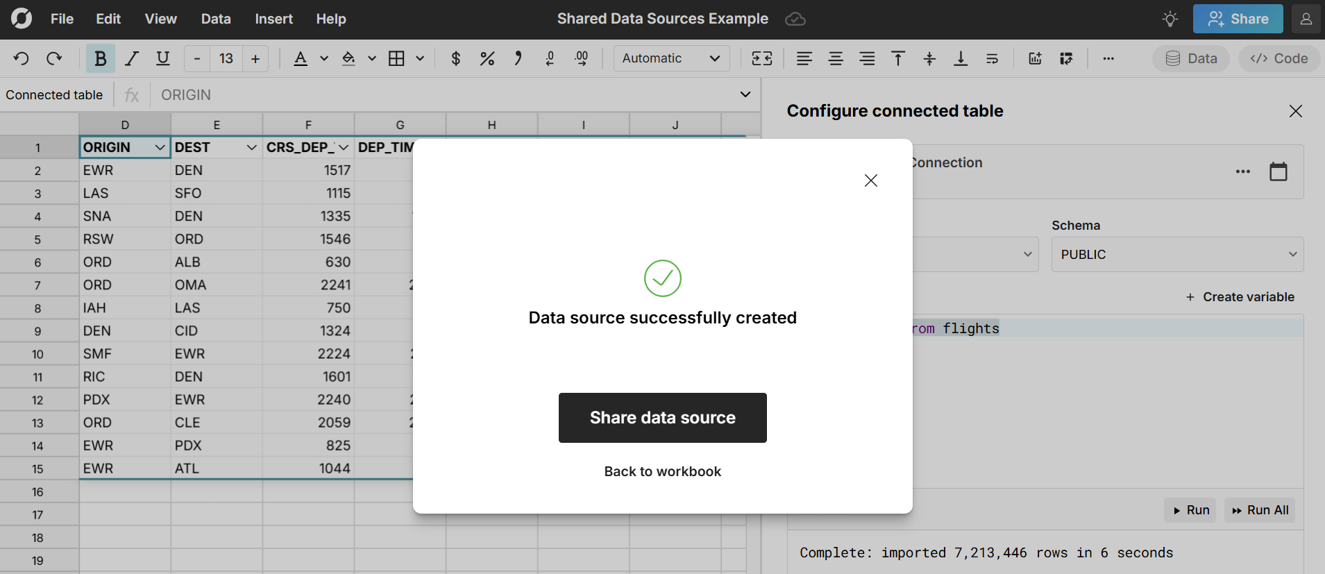 connect spreadsheet to snowflake