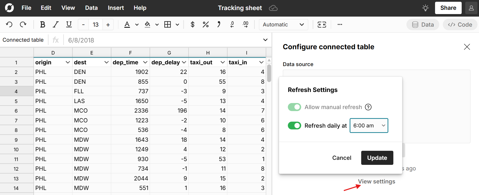 schedule automated data updates in sheet