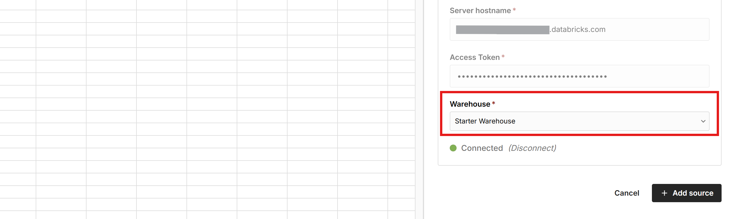 Databricks access token screen