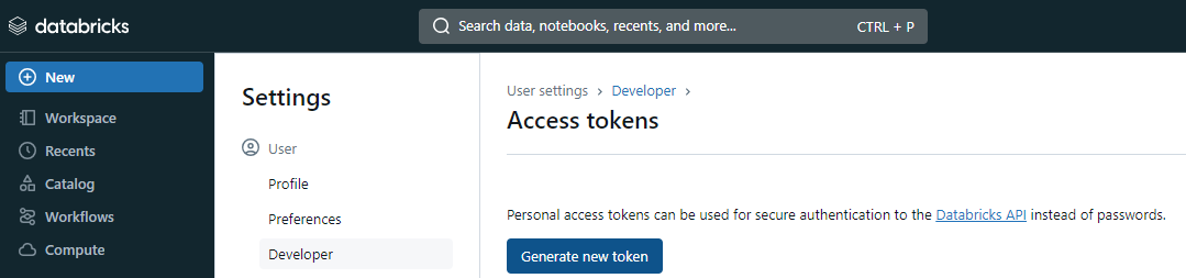 Databricks access token