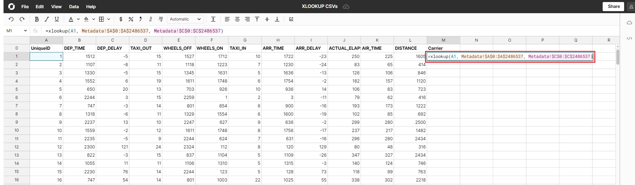 XLOOKUP formula