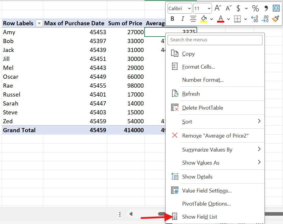 Excel refresh pivot table on open