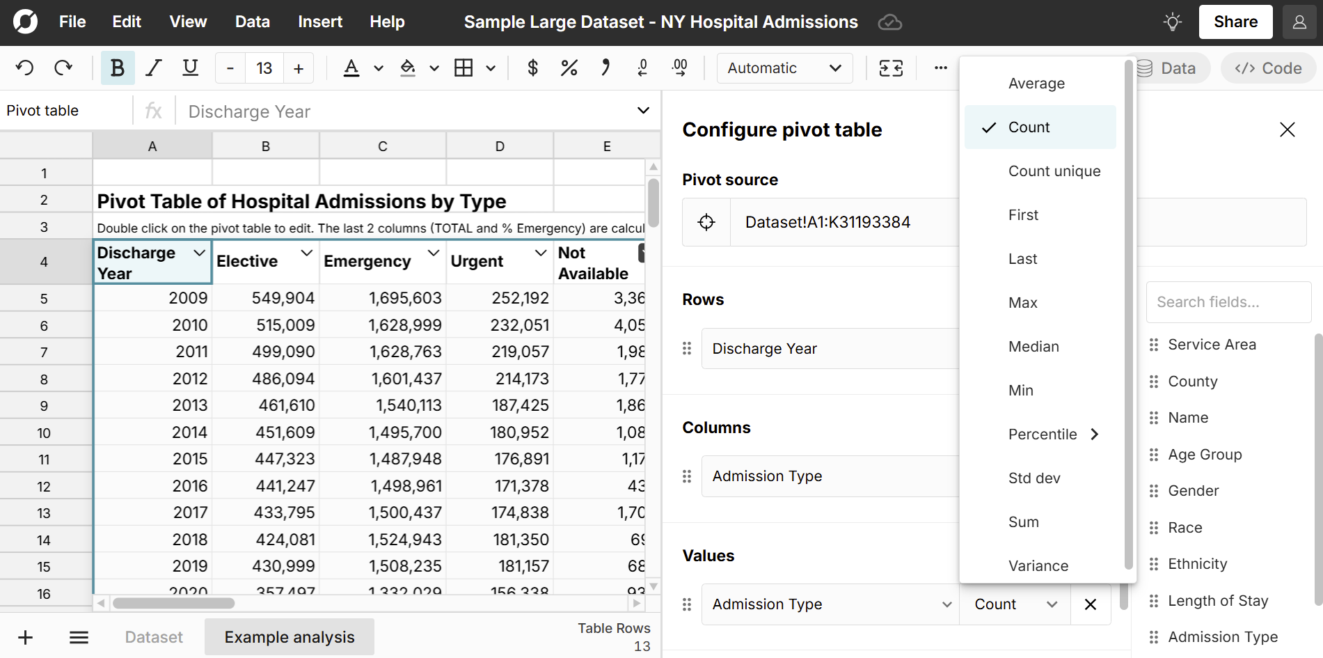 large example pivot table