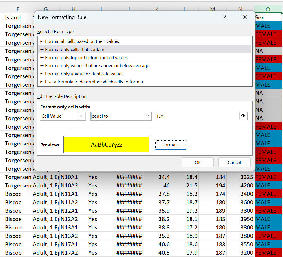 Excel Conditional Formatting