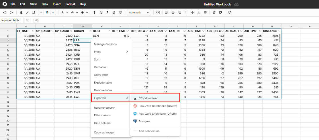 Export datatable to CSV