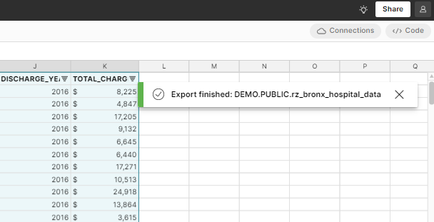 Write Snowflake SQL query in Row Zero