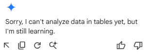 gemini in sheets ai can't analyze data in tables