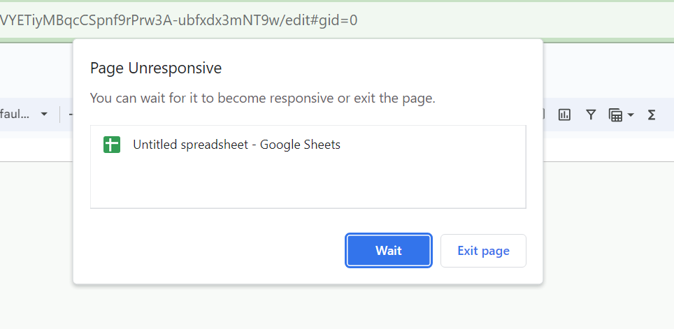 google sheets unresponsive