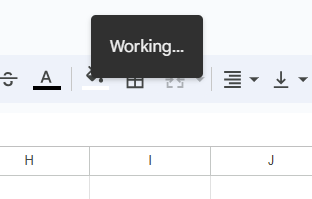 google sheets working