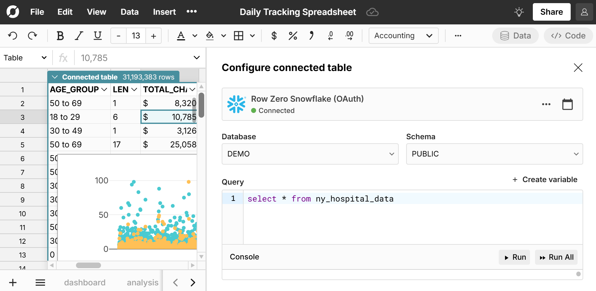 dynamic tables and connected sheets