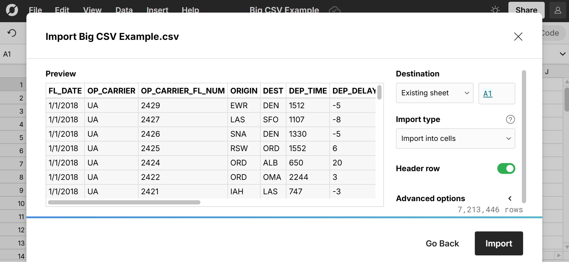 open very large csv file