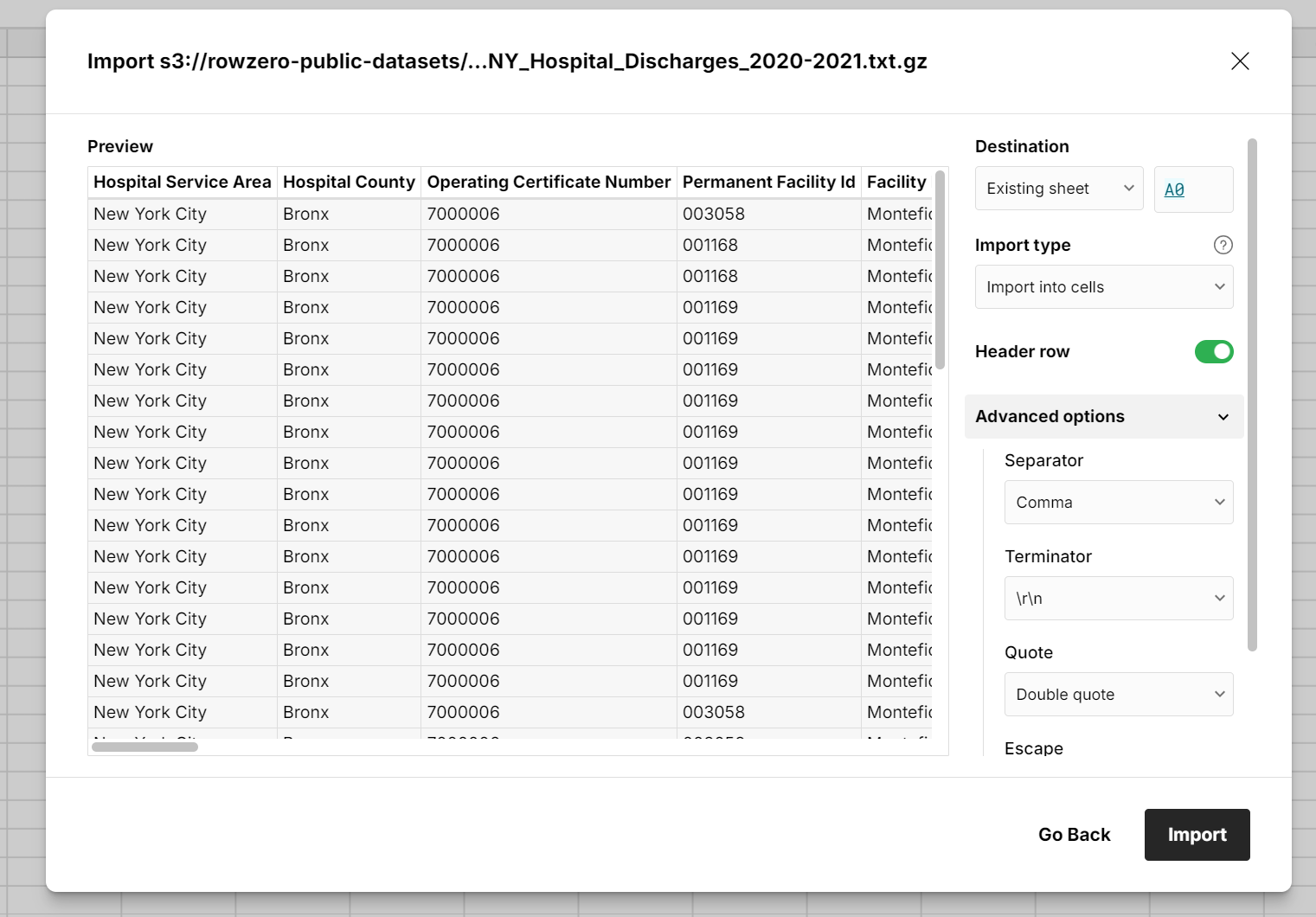 Easily open .gz files online in a spreadsheet | Row Zero