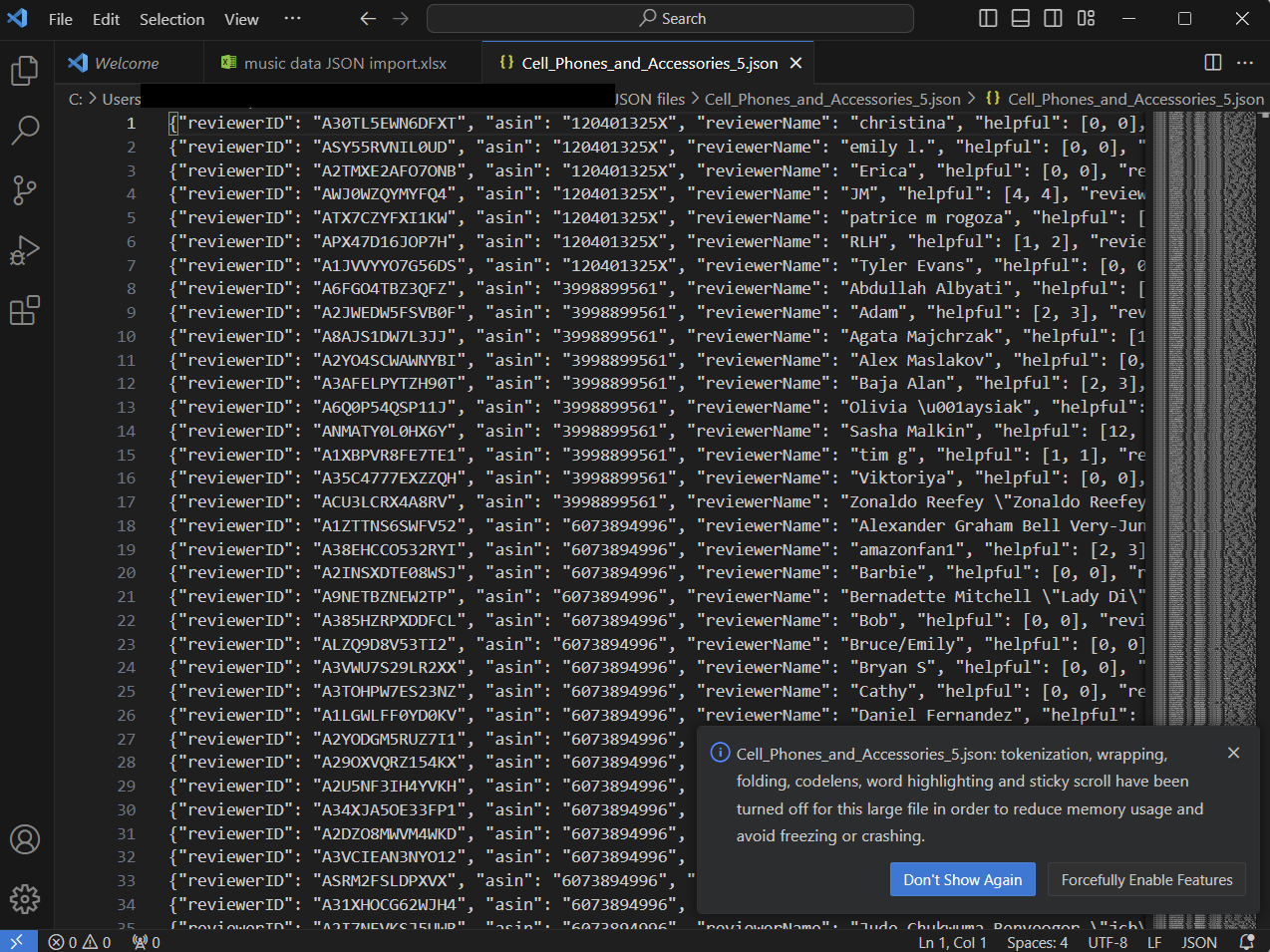 Visual Studio JSON