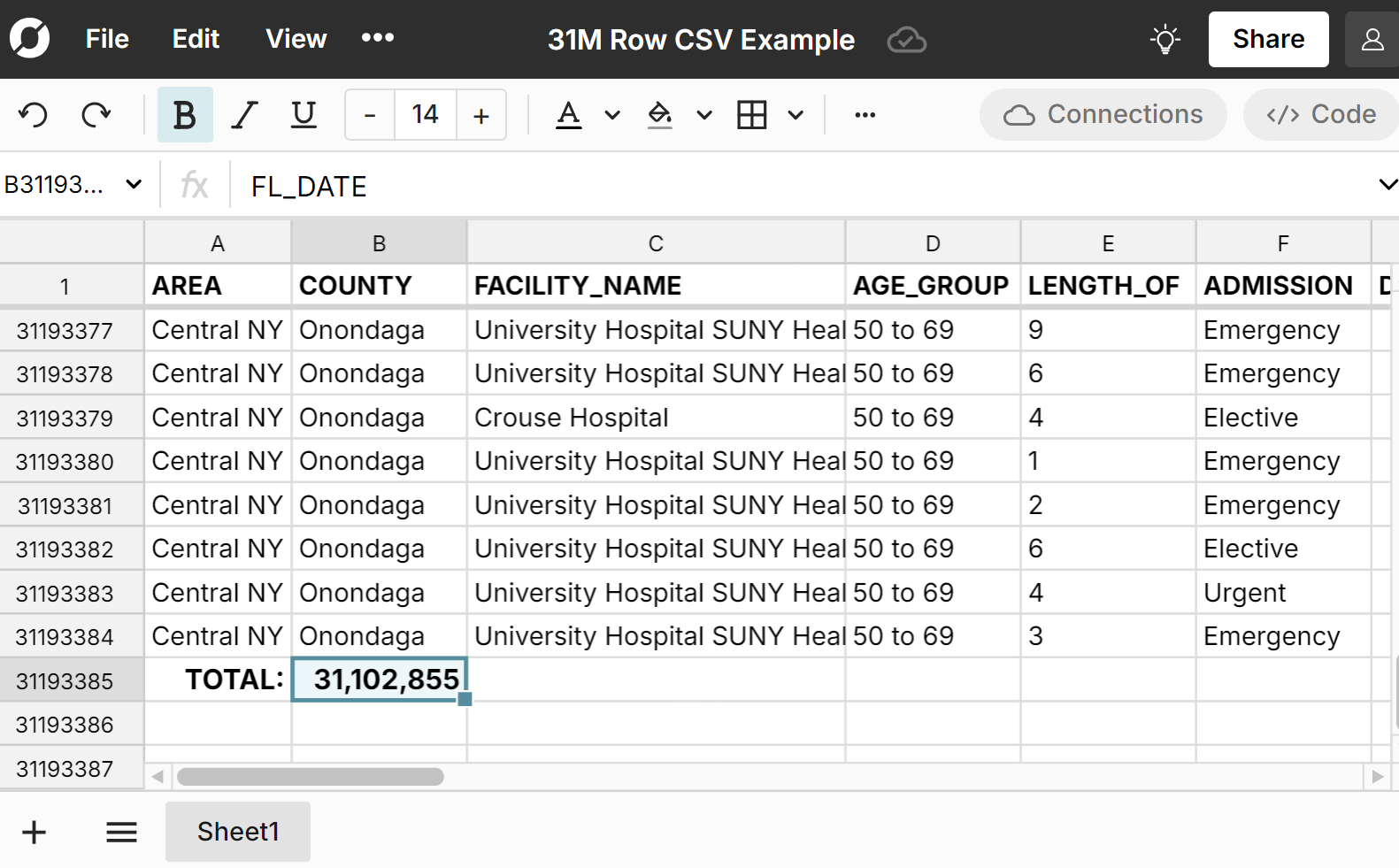 open huge csv