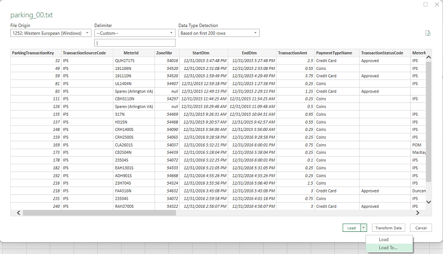 load big file in Excel