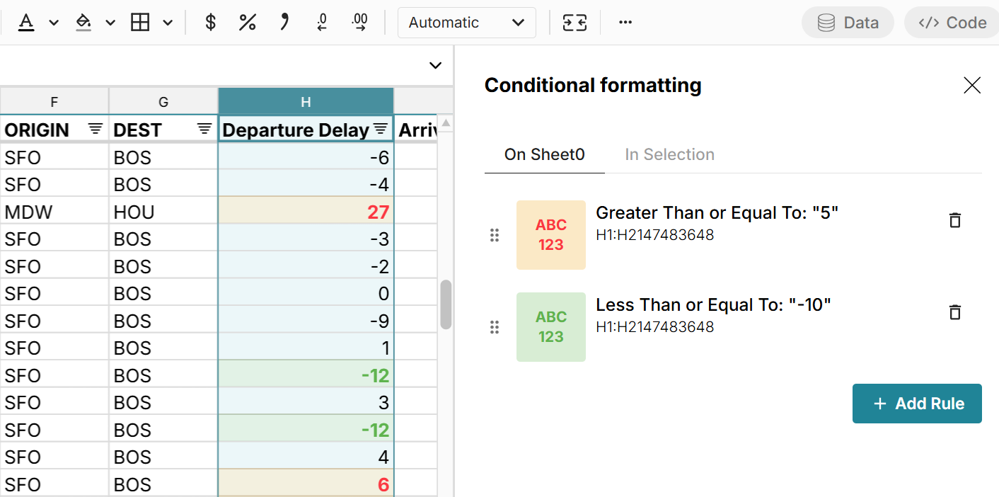 manage conditional formatting rules