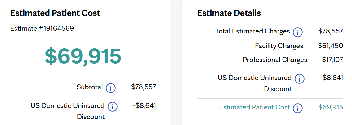 hospital price estimator tool example