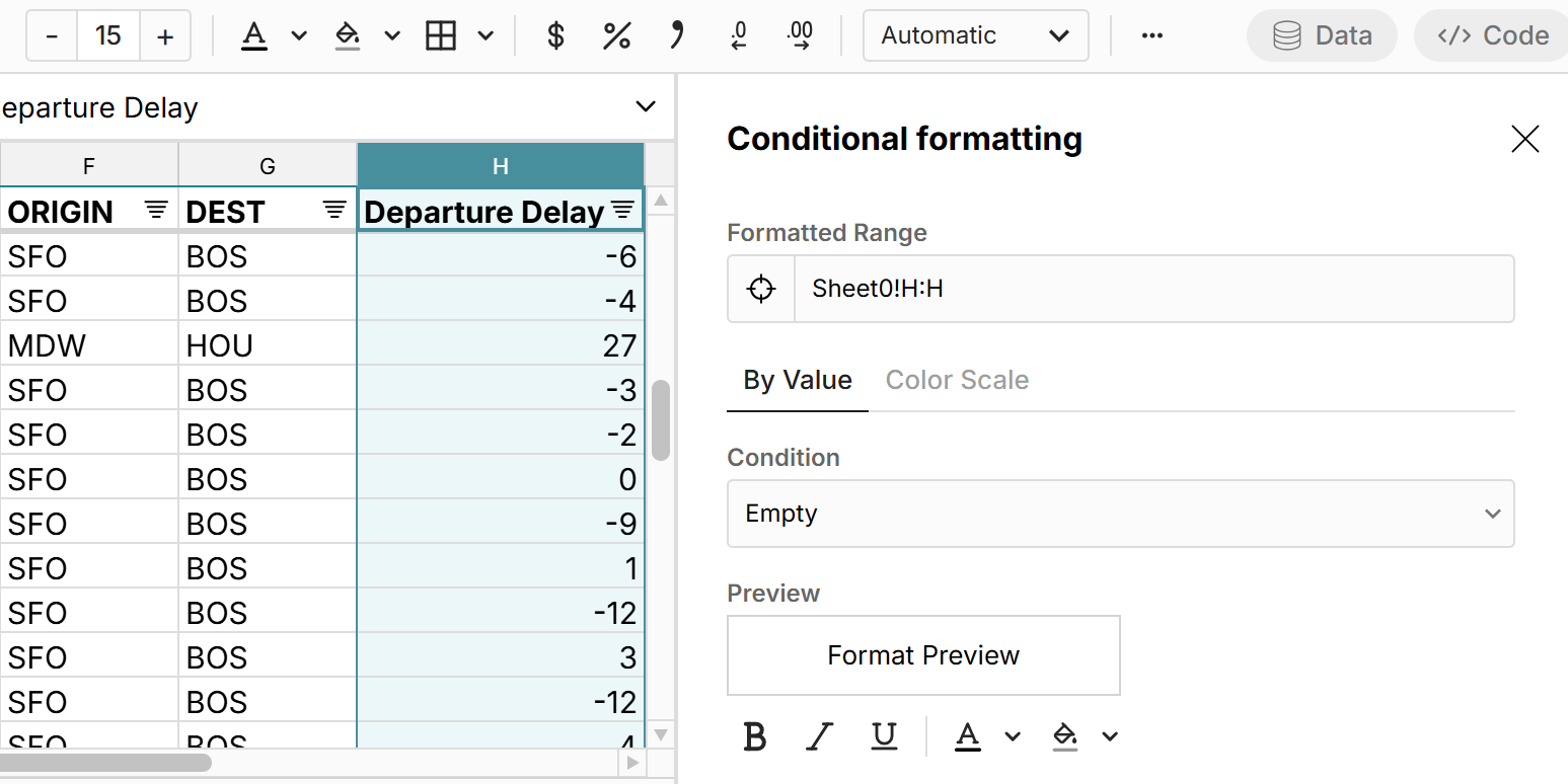 apply new conditional formatting rule