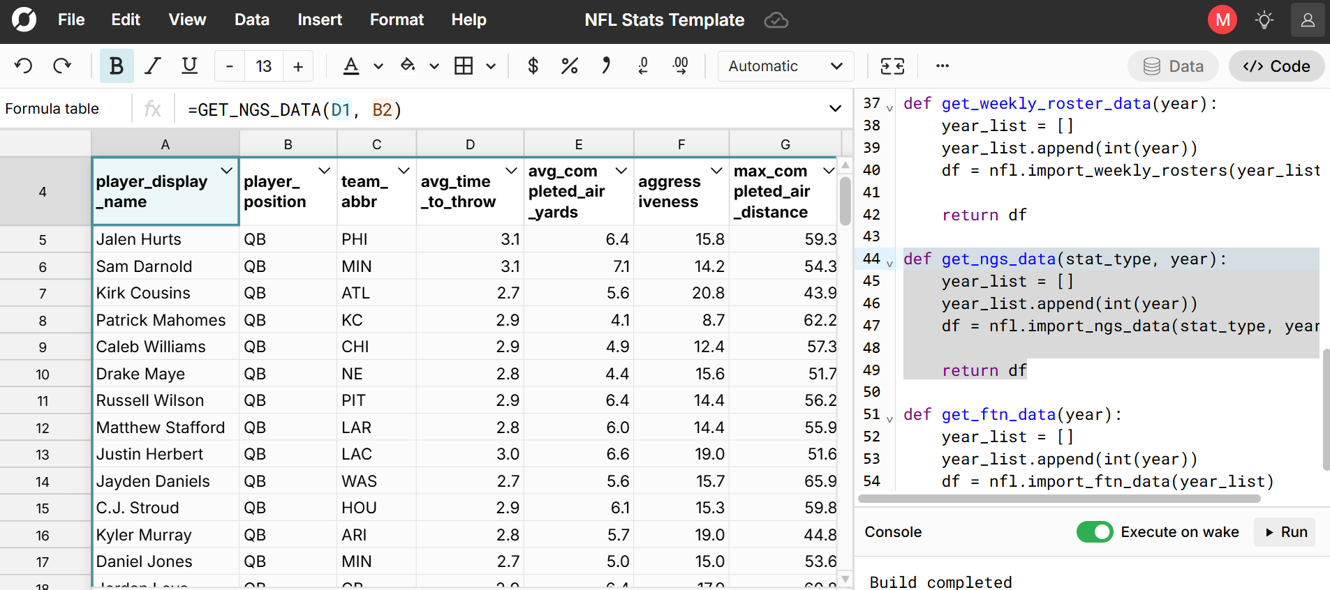 python nfl-data-py next gen stats in a spreadsheet