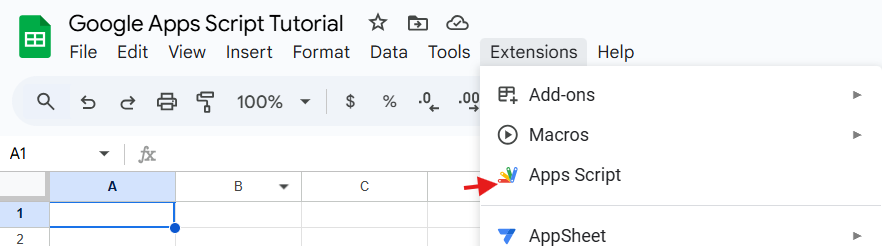 open apps script google sheets