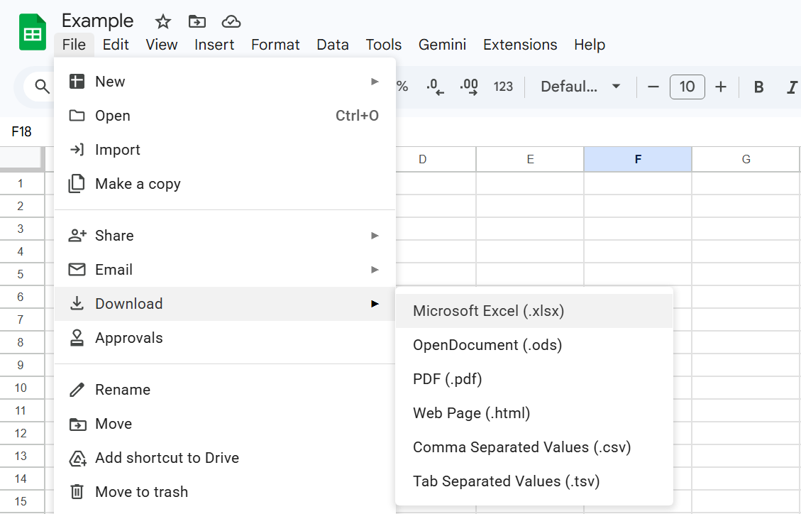 download google sheet