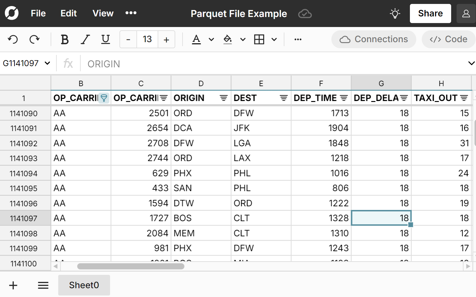 open big parquet file online