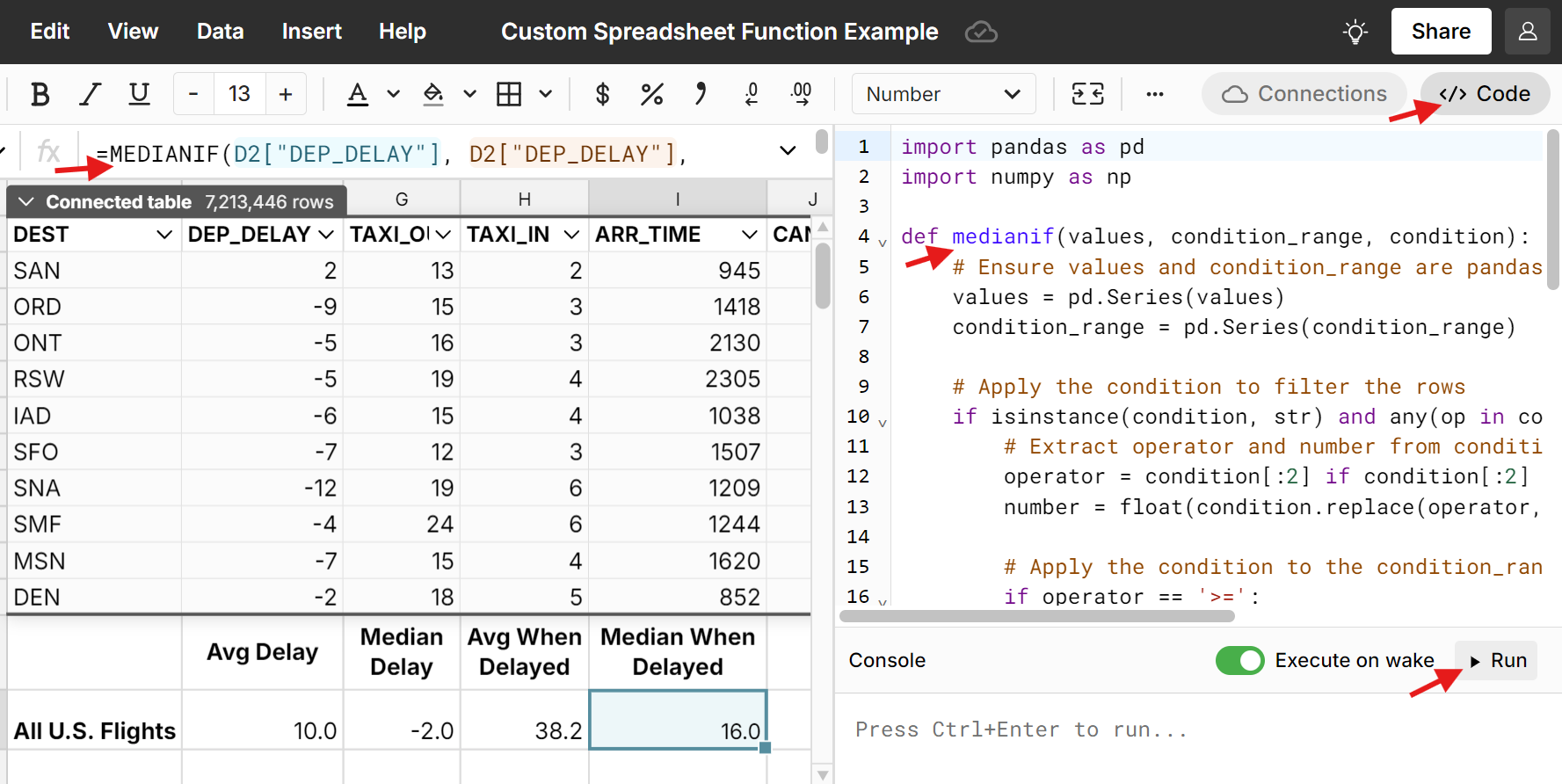 coding spreadsheet example