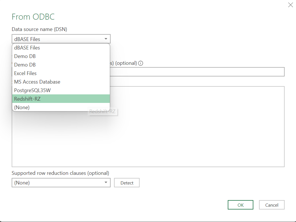 Redshift ODBC driver selection