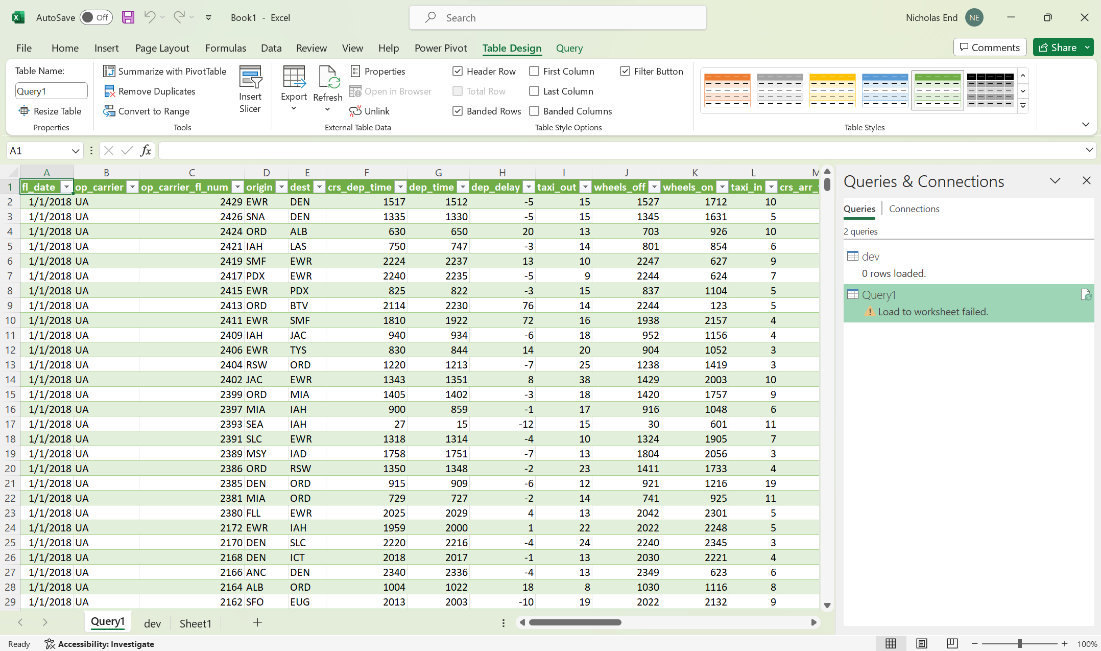 power query imported data