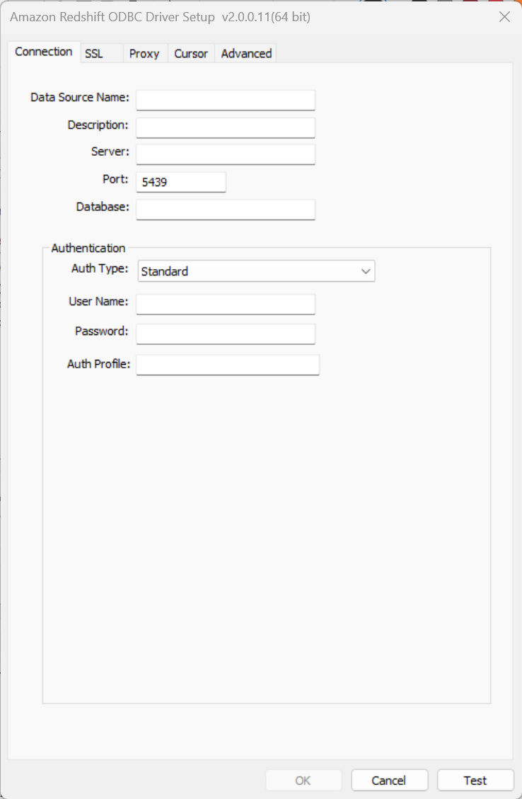 Redshift odbc driver credentials