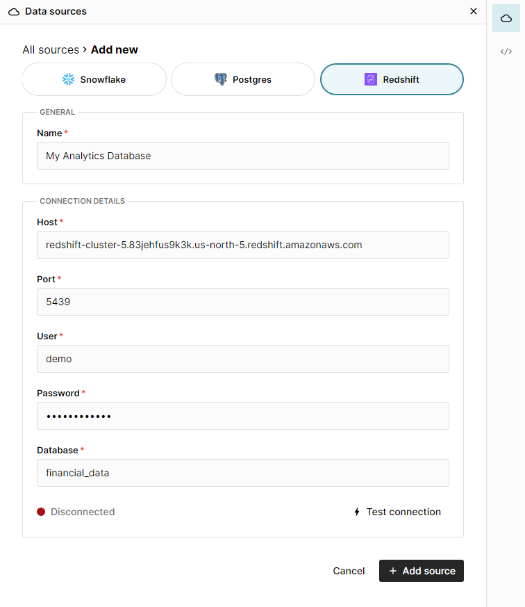 Redshift creds