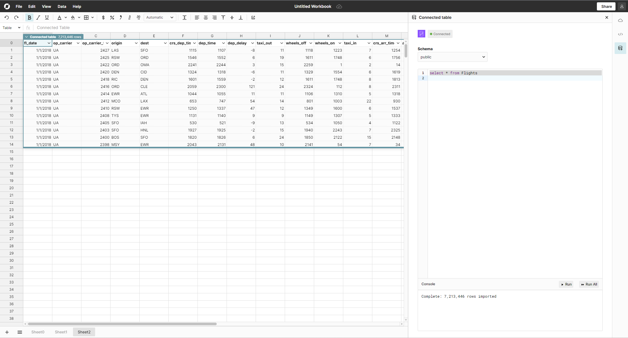 Write a Redshift query in Row Zero