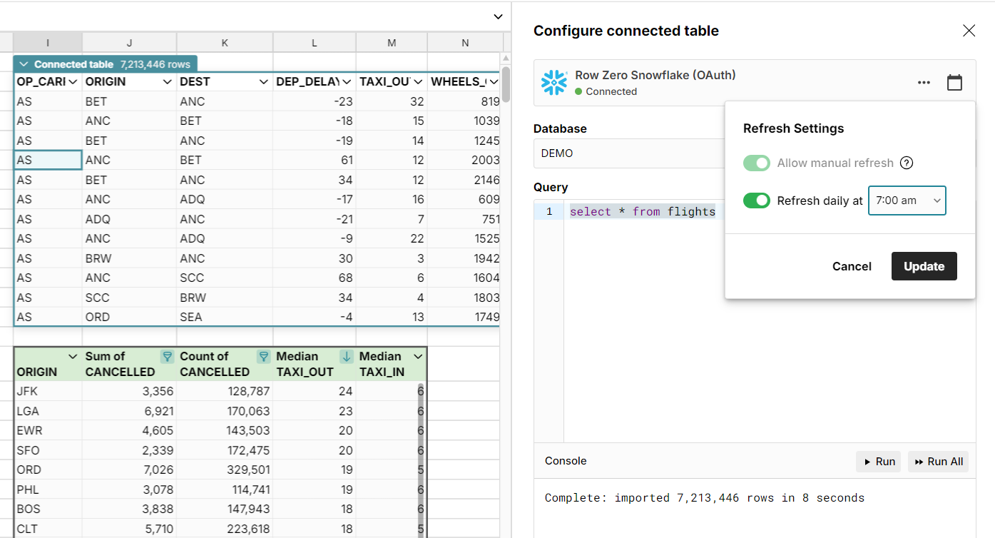 schedule data refresh pivot table