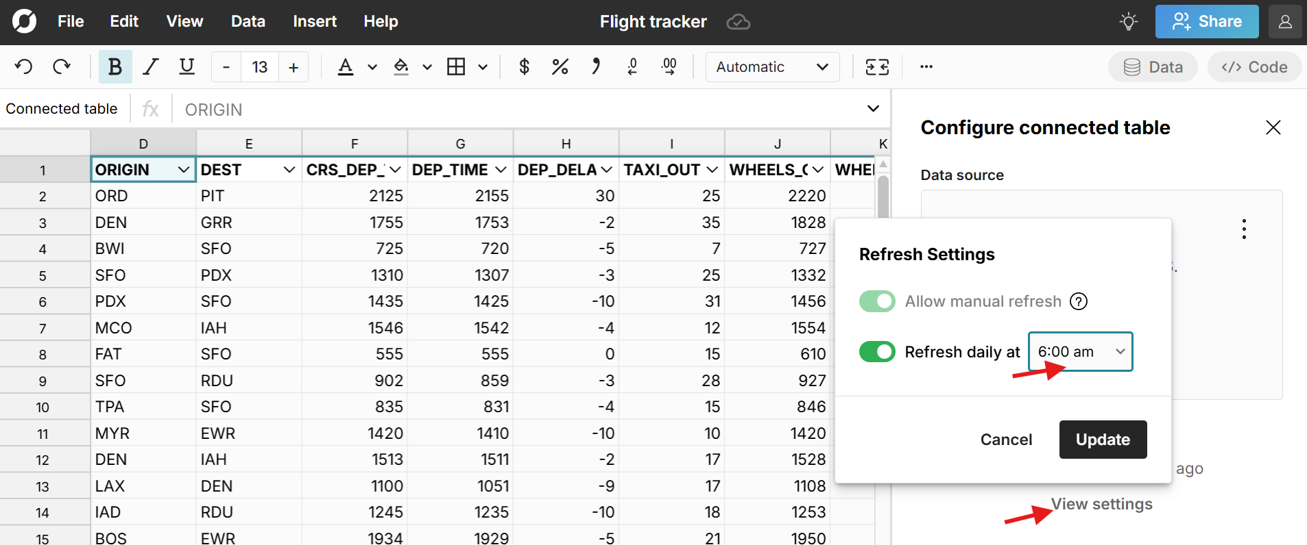 schedule automated data updates in sheet