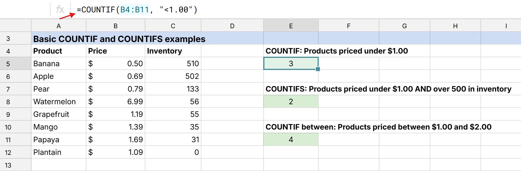 simple countif example