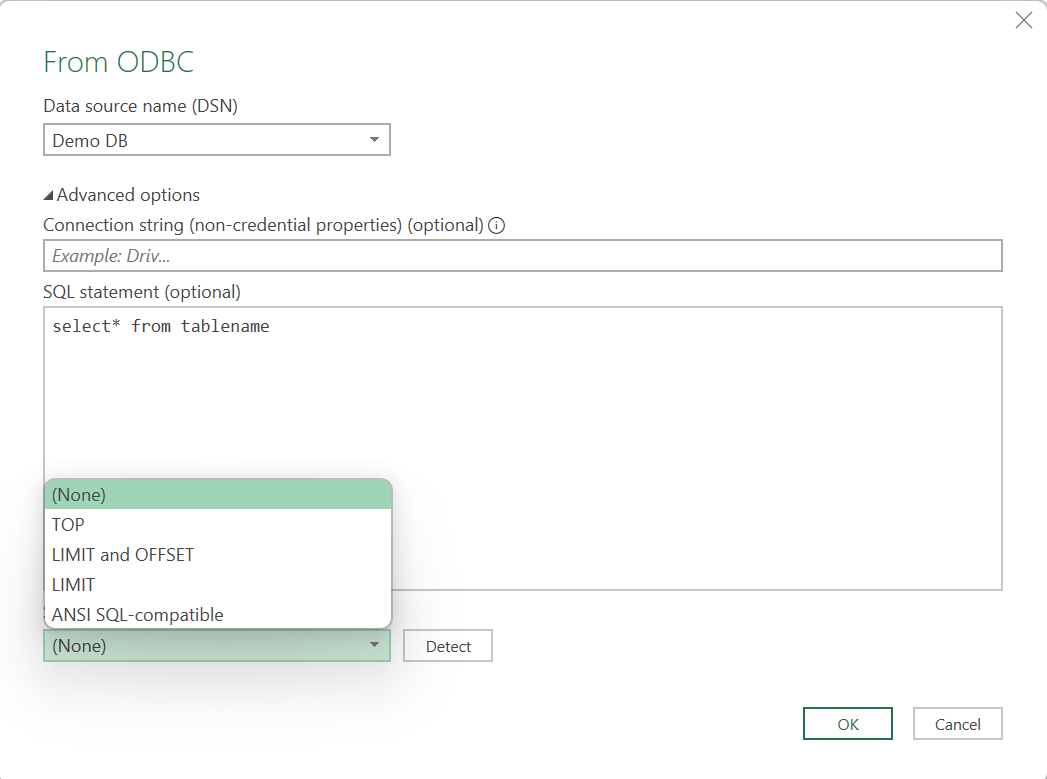 Excel from ODBC advanced