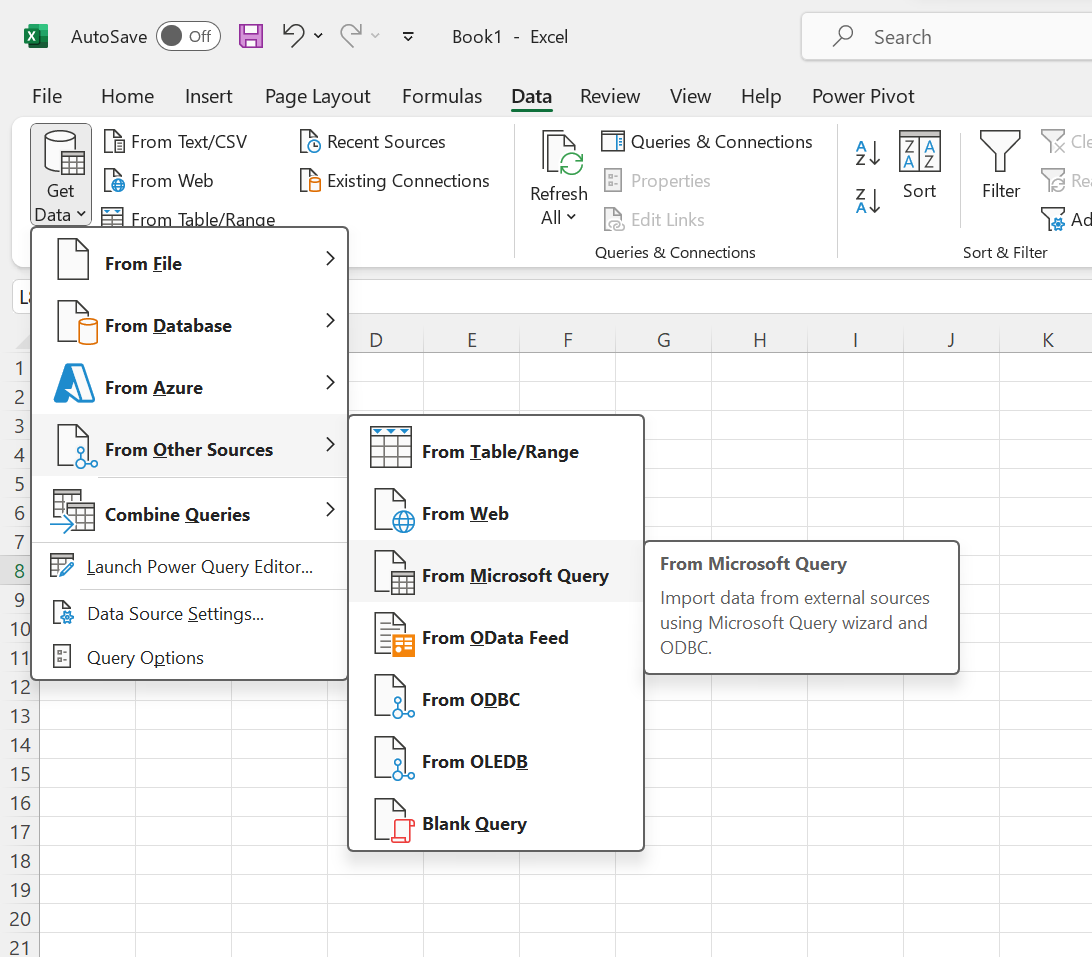 Databricks excel microsoft query