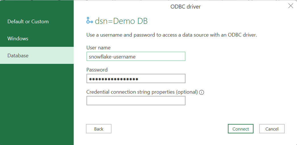 snowflake username and password