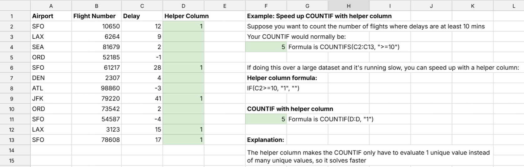 speed up countif with helper column