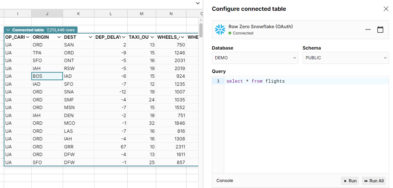 sql spreadsheet