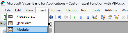 insert module VBA